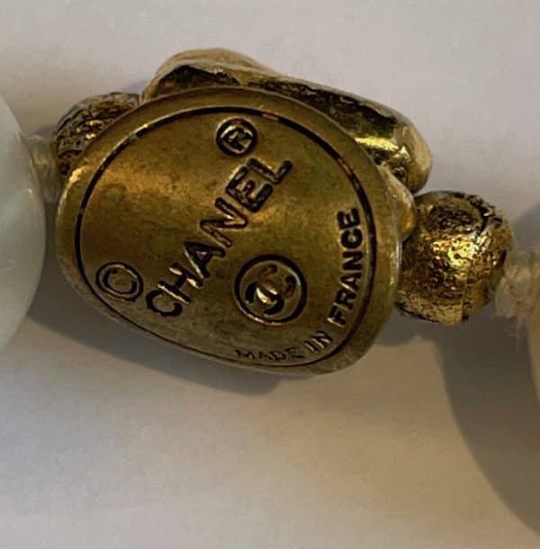 chanel vintage pearl necklace twisted 24k gold plated charms 1980 w/box