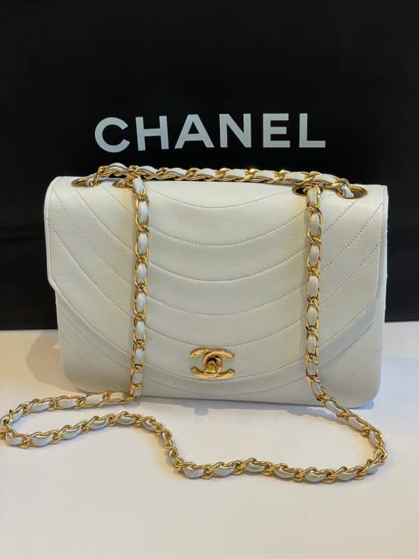 chanel vintage single flap timeless rare 24k shoulder bag lambskin 1986