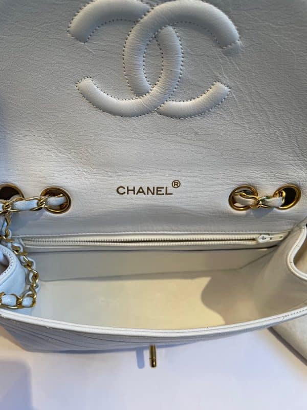 chanel vintage single flap timeless rare 24k shoulder bag lambskin 1986