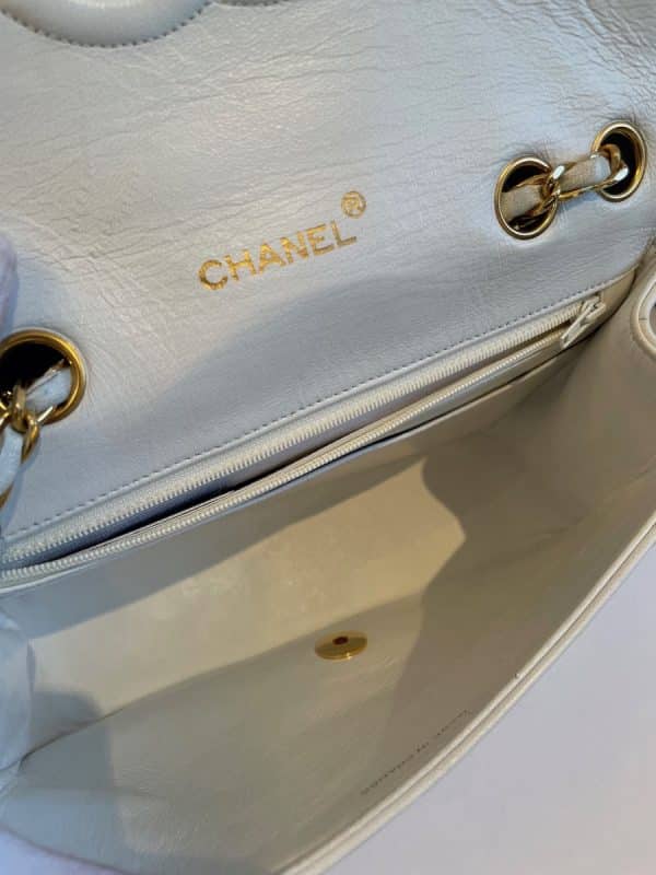 chanel vintage single flap timeless rare 24k shoulder bag lambskin 1986