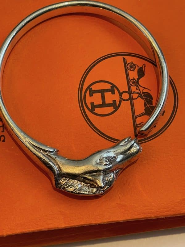 hermÈs vintage au galop horse silver bracelet bangle