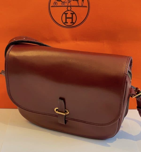 hermÈs vintage balle de golf burgundy box calf leather bag rare c.1960s 1970
