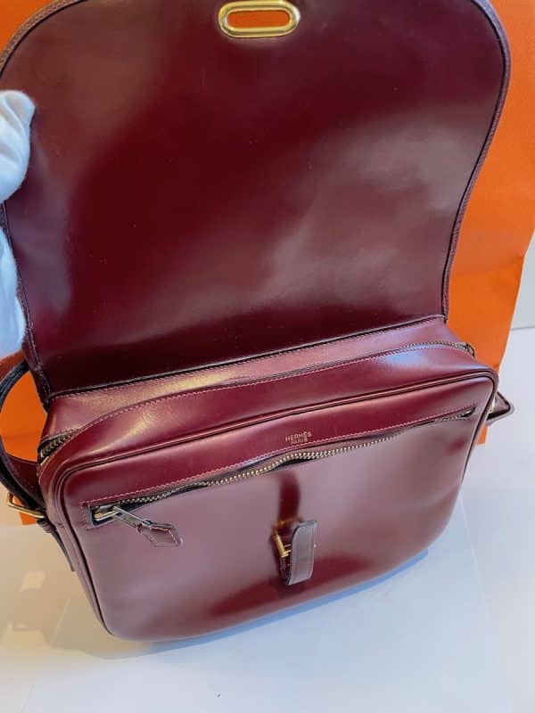 hermÈs vintage balle de golf burgundy box calf leather bag rare c.1960s 1970