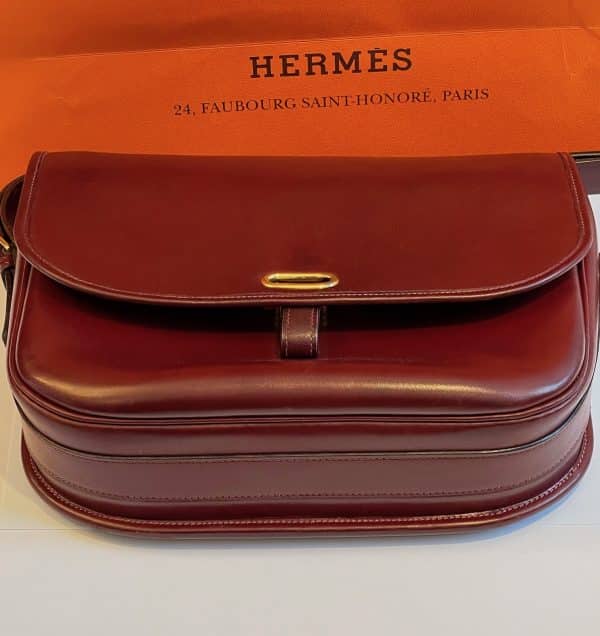 hermÈs vintage balle de golf burgundy box calf leather bag rare c.1960s 1970