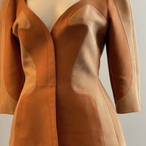 thierry mugler couture asymmetric two tone suit skirt & jacket c.1980s
