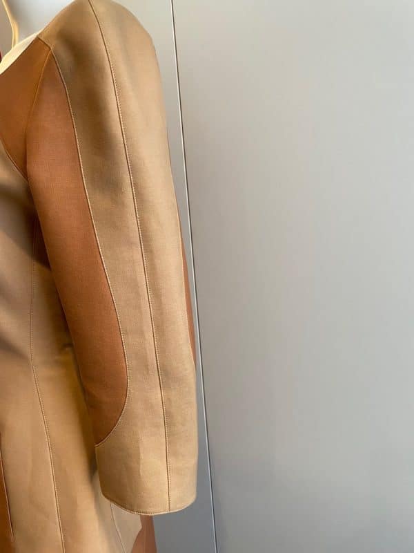 thierry mugler couture asymmetric two tone suit skirt & jacket c.1980s