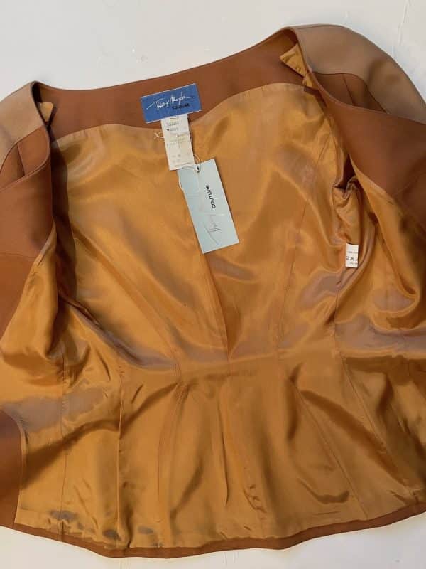 thierry mugler couture asymmetric two tone suit skirt & jacket c.1980s