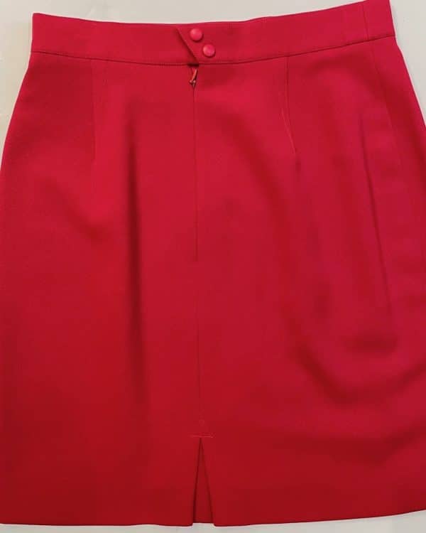 thierry mugler vintage asymmetric red suit skirt & jacket c.1990s
