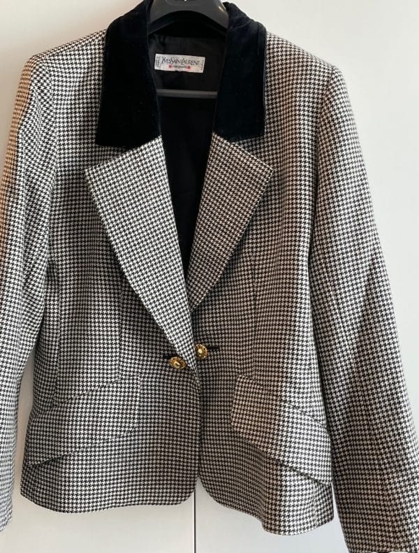 yves saint laurent rive gauche vintage houndstooth jacket c.1980s