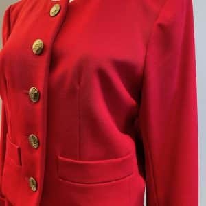 yves saint laurent rive gauche vintage red jewel suit jacket skirt c1980s
