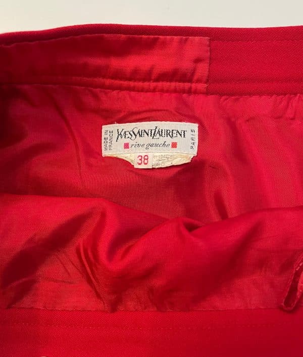 yves saint laurent rive gauche vintage red jewel suit jacket skirt c1980s