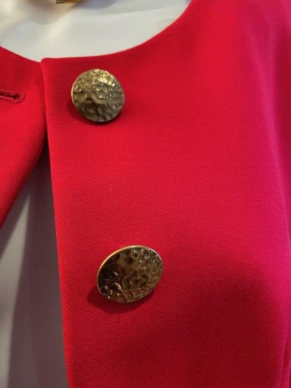 yves saint laurent rive gauche vintage red jewel suit jacket skirt c1980s