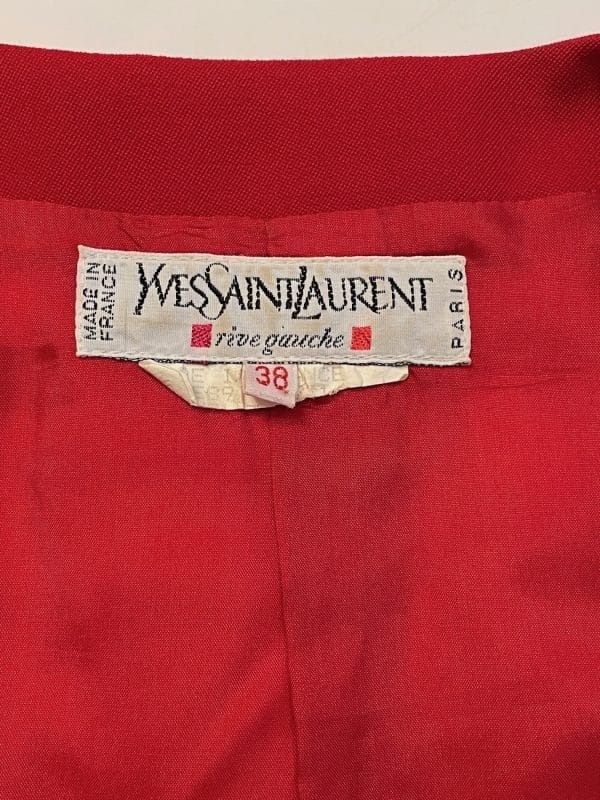 yves saint laurent rive gauche vintage red jewel suit jacket skirt c1980s