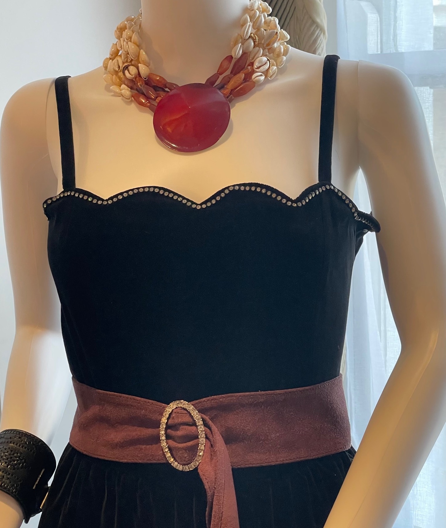 yves saint laurent by robert goossens vintage shells & red pendant necklace c.1980s