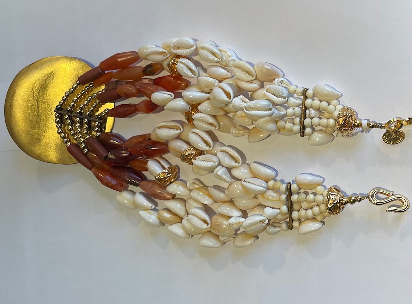 yves saint laurent by robert goossens vintage shells & red pendant necklace c.1980s