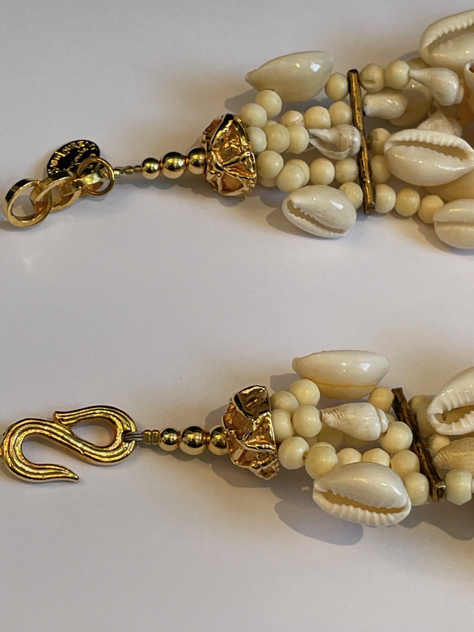 yves saint laurent by robert goossens vintage shells & red pendant necklace c.1980s