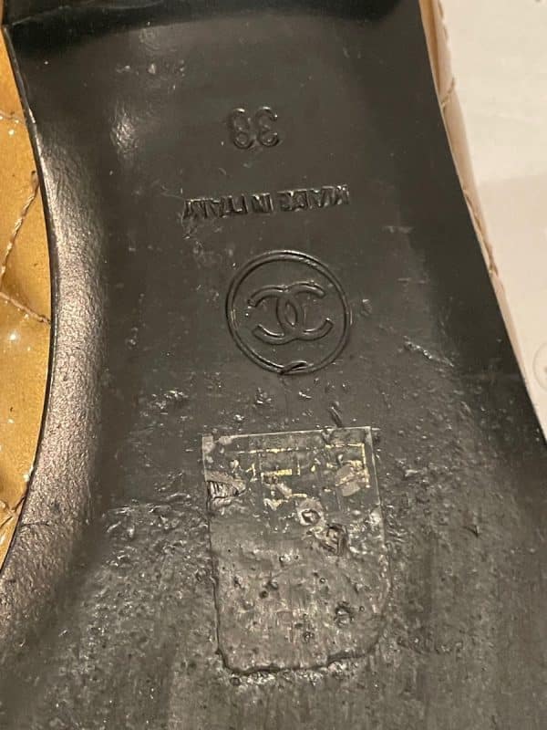 chanel rare ballet flat cc logo matelassé quilted shoes gold & bronze