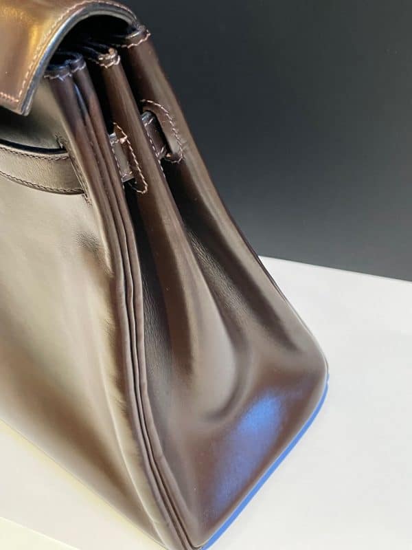 hermÈs 1959 iconic vintage kelly 32 box calf leather retourné havana brown ghw