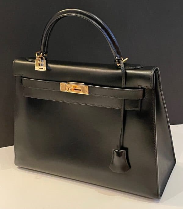 hermÈs kelly black box calf leather kelly 32 ghw 2006 w/box