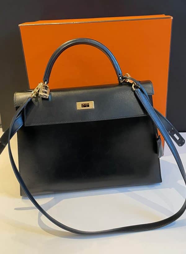 hermÈs kelly black box calf leather kelly 32 ghw 2006 w/box