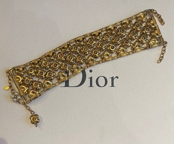 christian dior vintage multi row pearl & gold choker necklace c.1990s