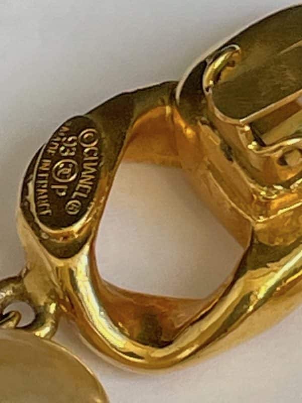 chanel 1993 vintage pearl drop earrings gold chain links w/box (copy)