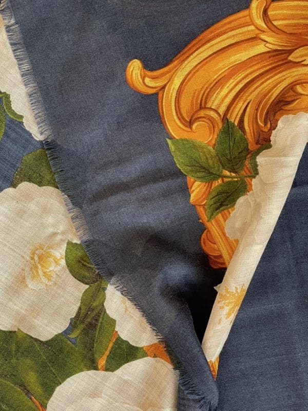 chanel vintage cashmere shawl camellia flowers multi c.1990s