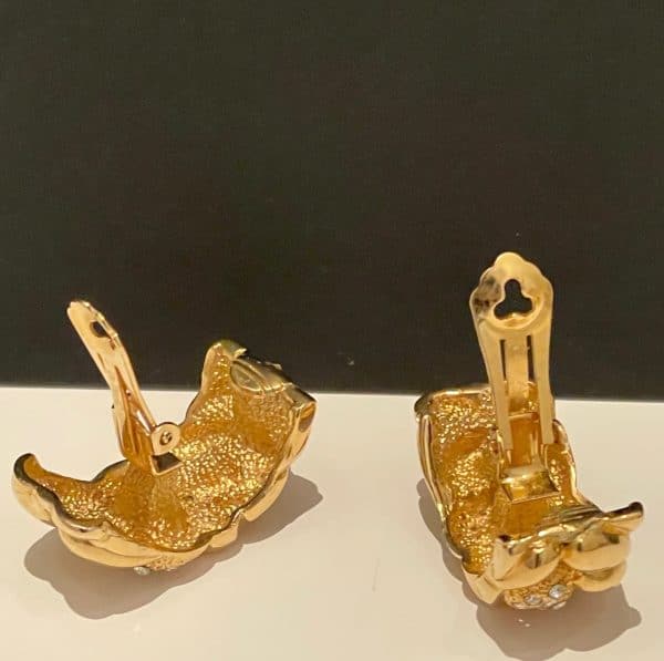 christian dior large vintage hoop earrings gold & crystals c.1980s