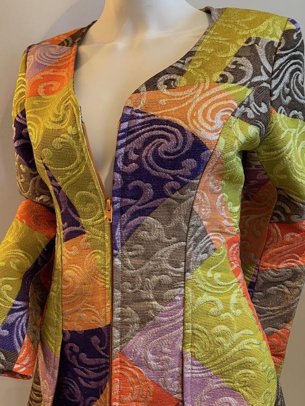 christian lacroix vintage green & multi metallic jacket dress 1991