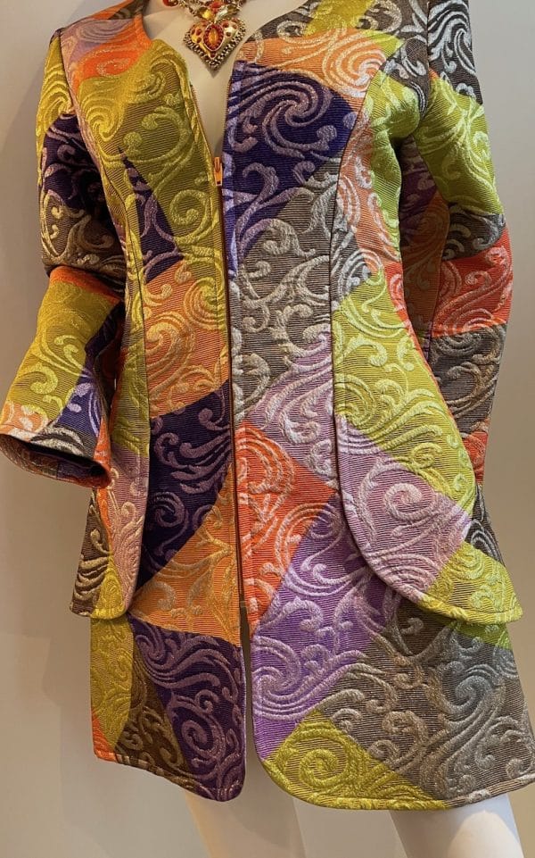 christian lacroix vintage green & multi metallic jacket dress 1991