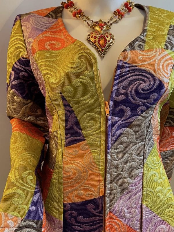 christian lacroix vintage green & multi metallic jacket dress 1991