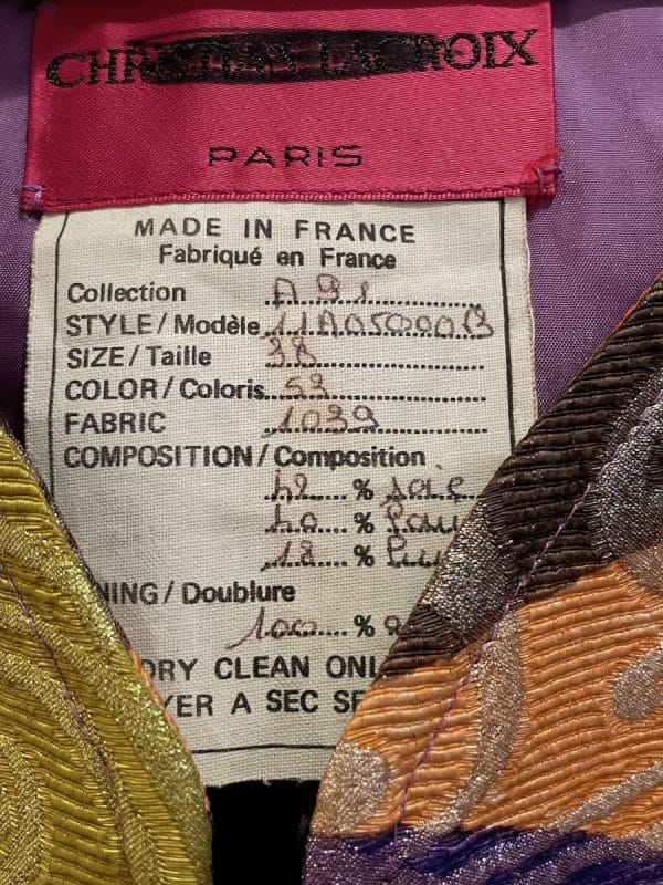 christian lacroix vintage green & multi metallic jacket dress 1991