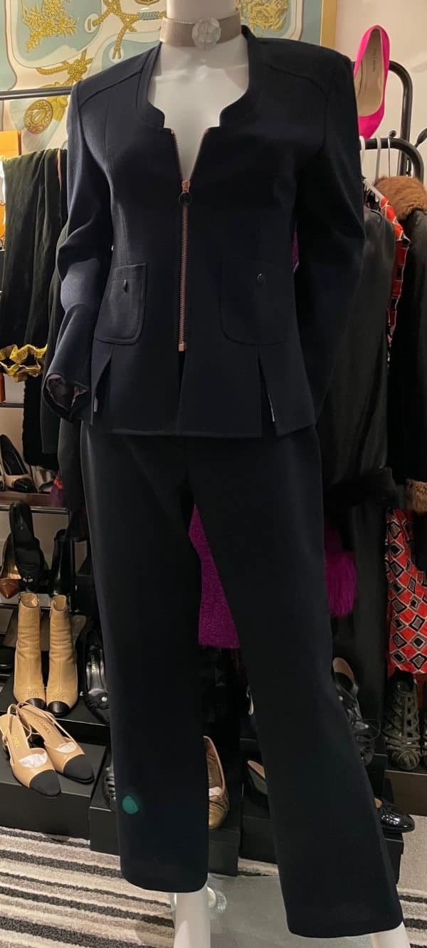 christian lacroix vintage jacket & trouser suit navy bond girl c.1994