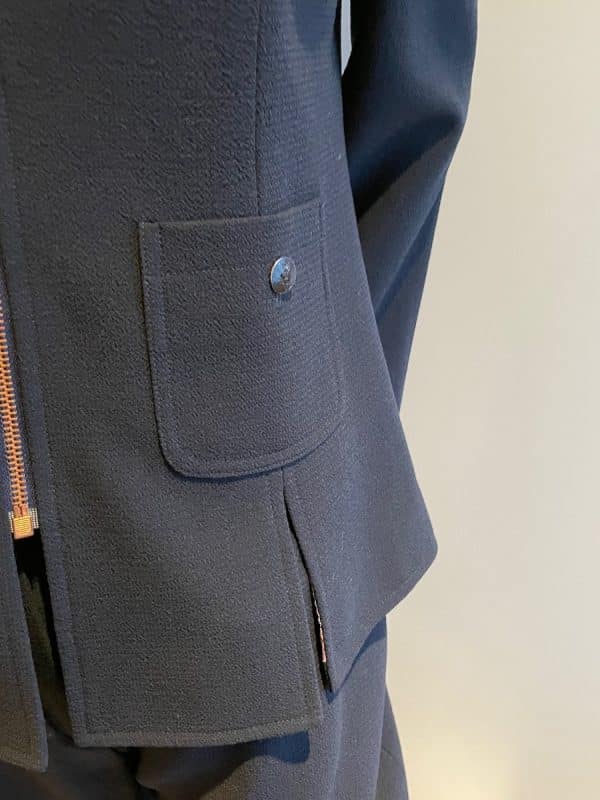 christian lacroix vintage jacket & trouser suit navy bond girl c.1994