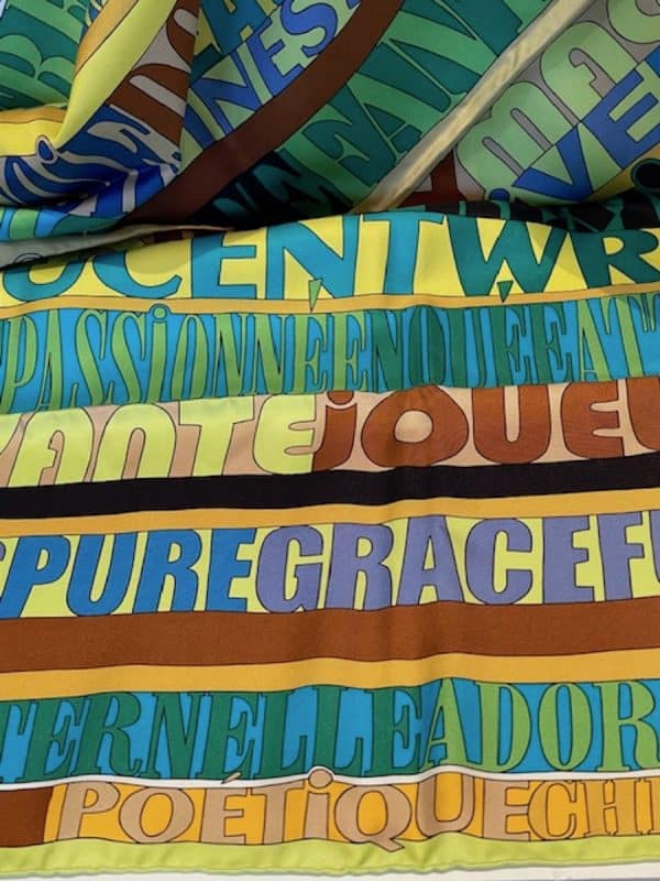 hermÈs silk scarf mots de soie by virginie jamin 2011 w/box