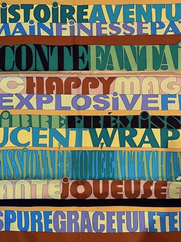 hermÈs silk scarf mots de soie by virginie jamin 2011 w/box