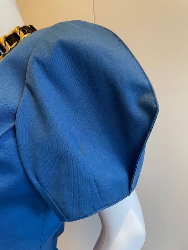 thierry mugler 1990s vintage blue fitted asymmetric jacket