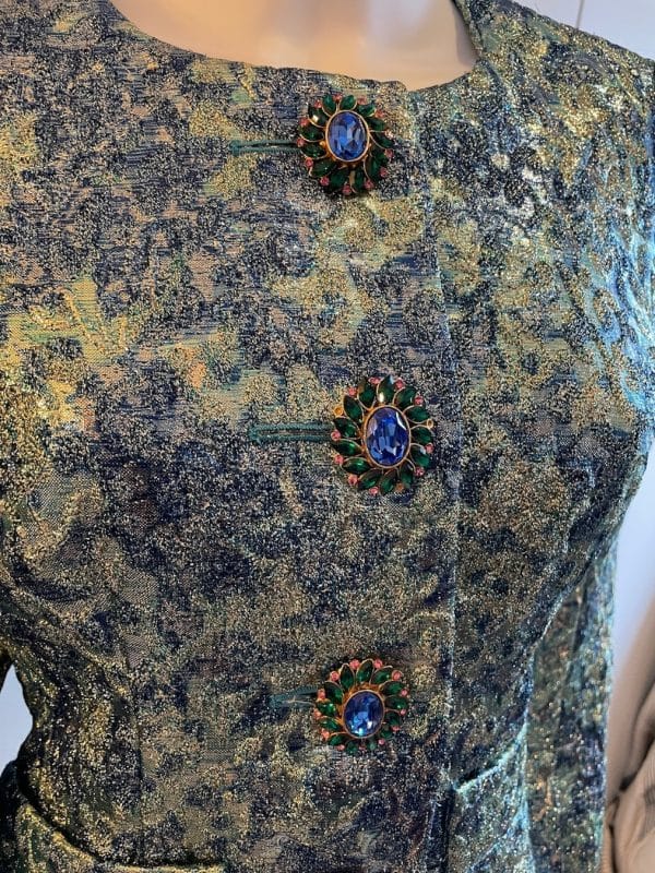 yves saint laurent rare runway brocade metallic prints jacket f/w 1989