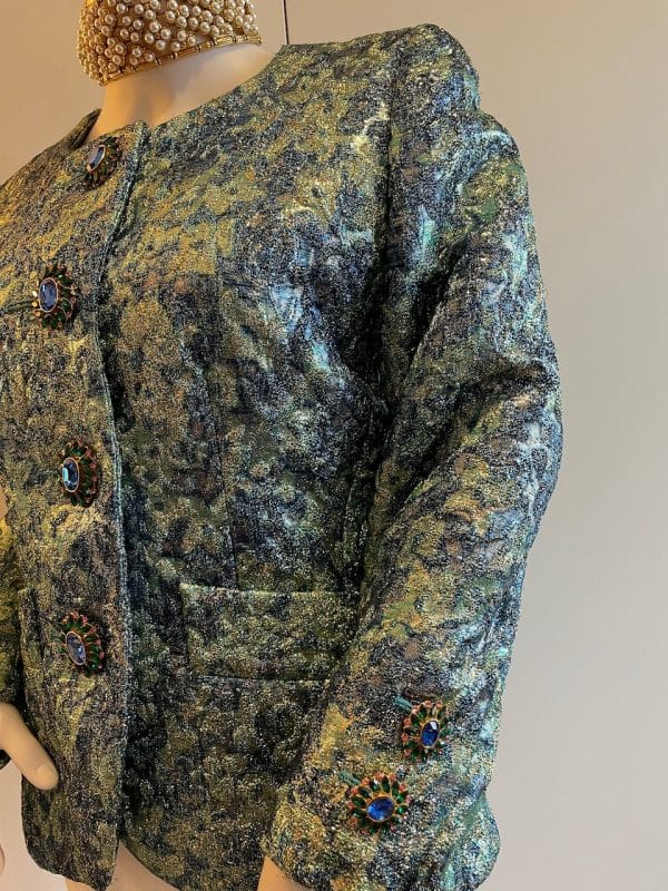 yves saint laurent rare runway brocade metallic prints jacket f/w 1989