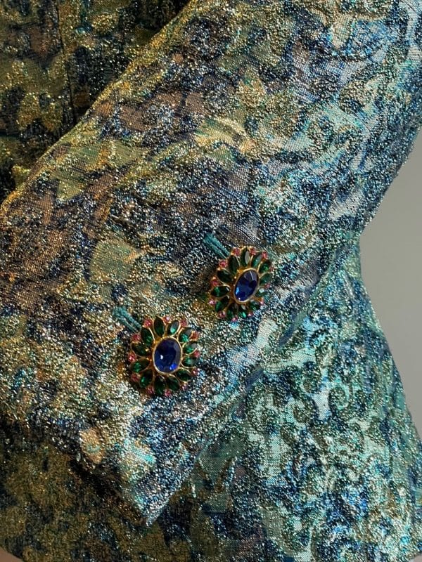 yves saint laurent rare runway brocade metallic prints jacket f/w 1989