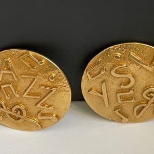 yves saint laurent vintage ysl large round jazz musical note earrings c.1980s