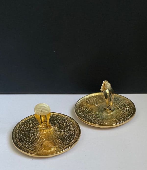 yves saint laurent vintage ysl large round jazz musical note earrings c.1980s