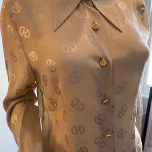 celine vintage logo cream shirt céline logo cufflinks and buttons c.1980s