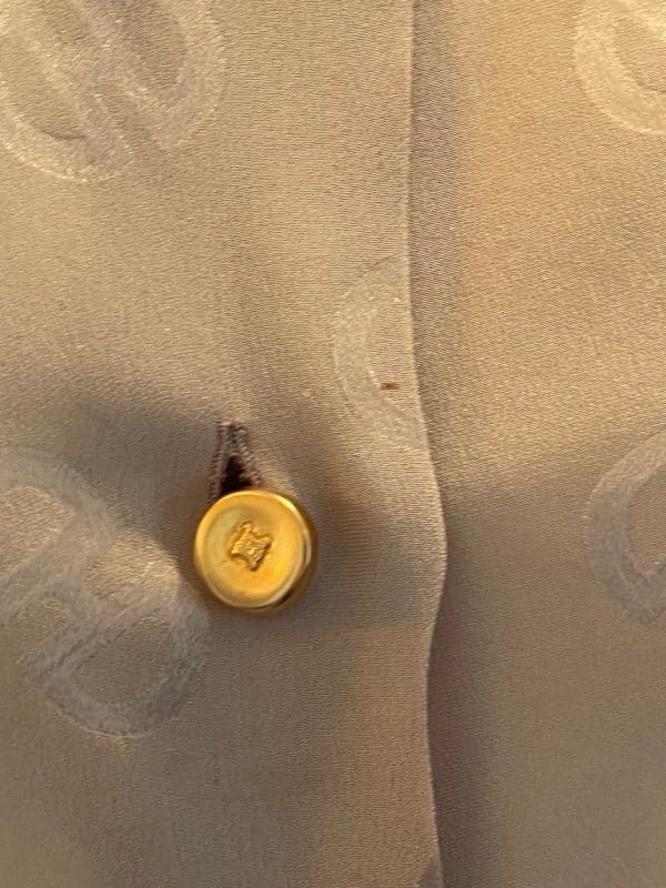 celine vintage logo cream shirt céline logo cufflinks and buttons c.1980s