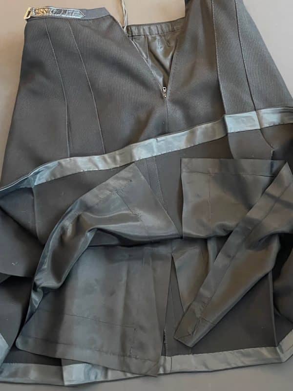 celine vintage pleated black skirt iconic carriage logo c.1970s