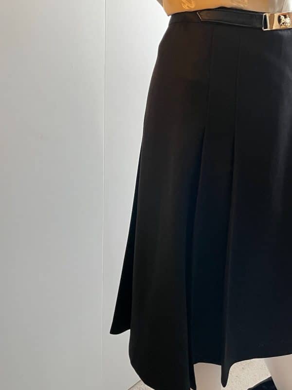 celine vintage pleated black skirt iconic carriage logo c.1970s