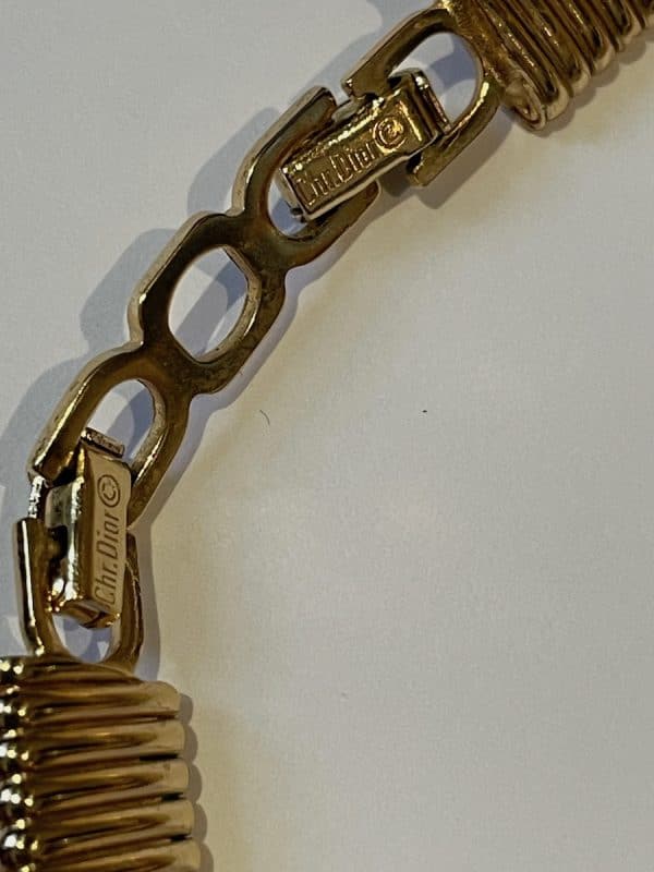 christian dior vintage blue cabochon omega gold necklace earrings bracelet c.1980s