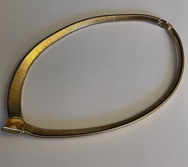 christian dior vintage ruby diamanté art déco 18k gold plated necklace c.1980s