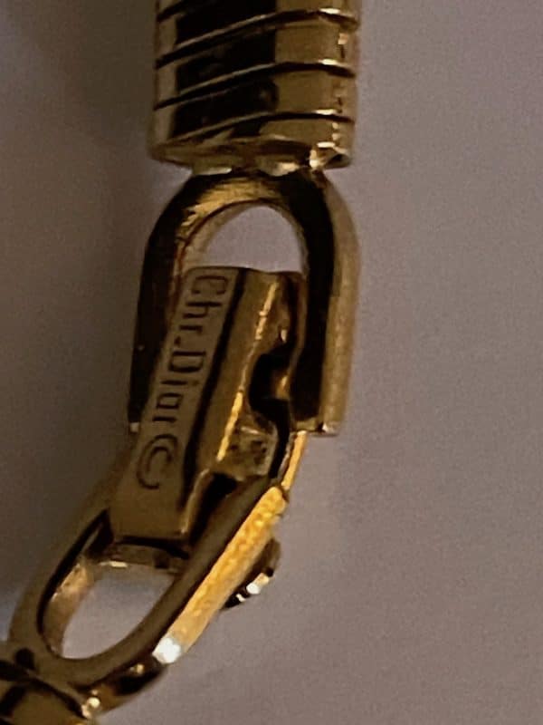 christian dior vintage ruby diamanté art déco 18k gold plated necklace c.1980s