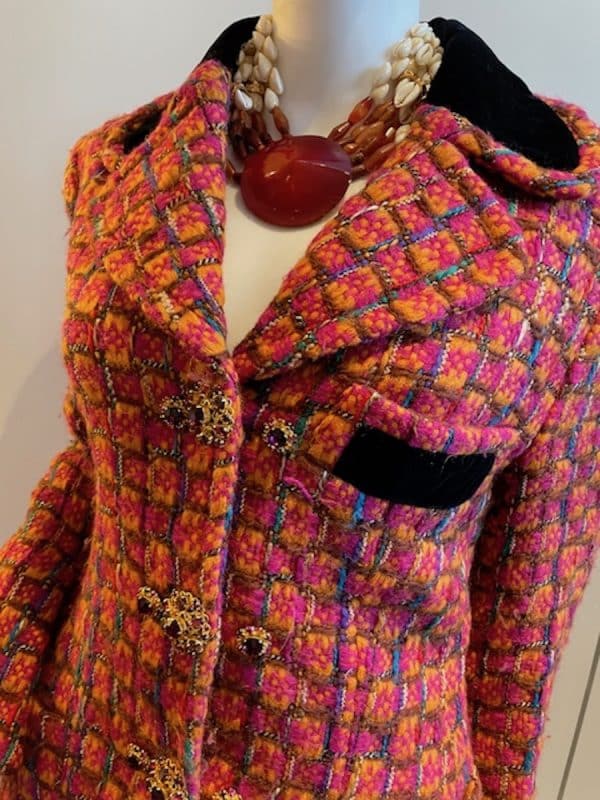 christian lacroix vintage tweed suit jewel buttons multi c.1990s